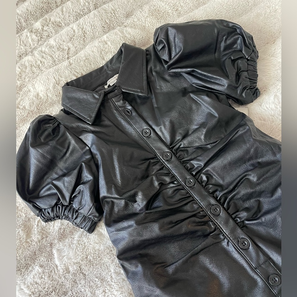 Girls pleather holiday black dress size 10